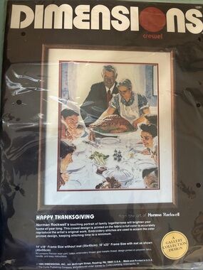 Dimensions 'Happy Thanksgiving' Norman Rockwell Crewel Wall Art - Brown, White